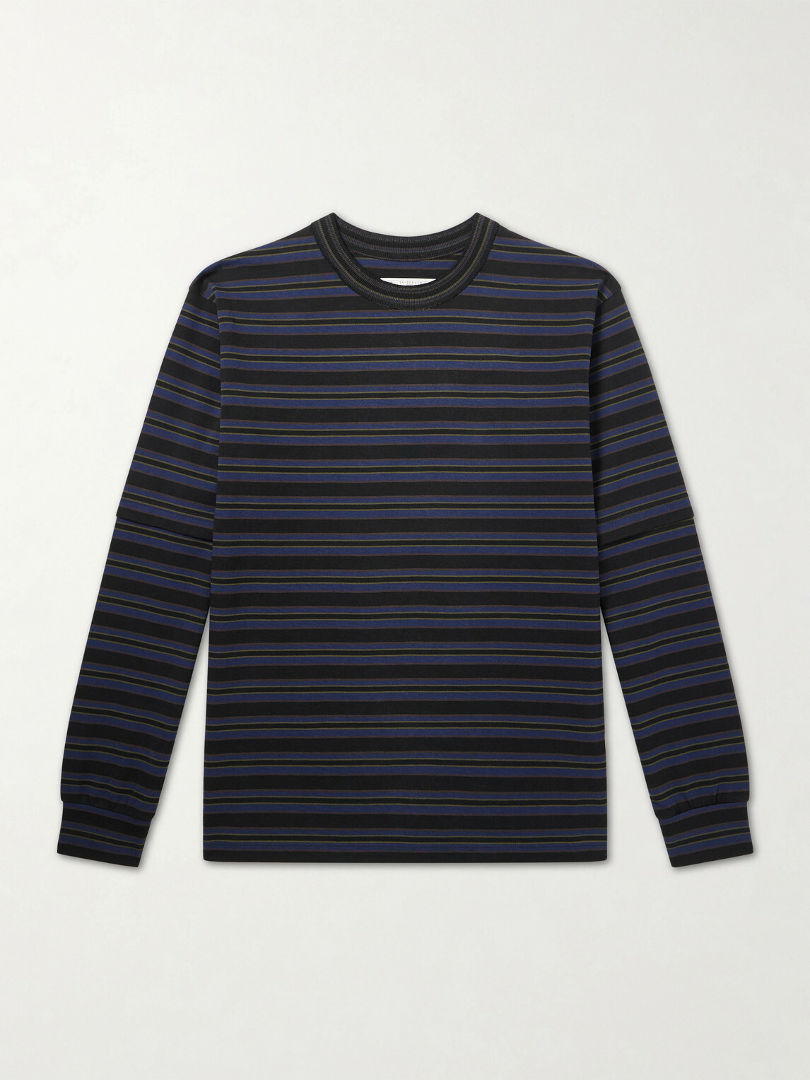 Sacai - Striped Cotton-Jersey T-Shirt - Blue