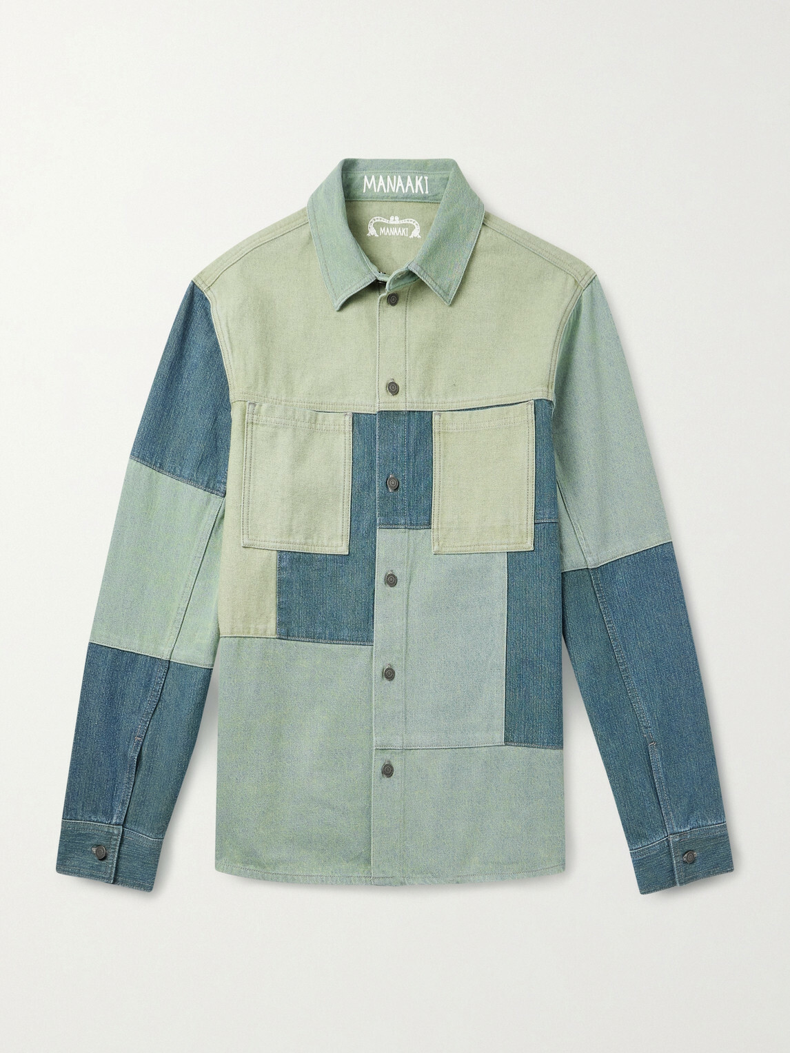 MANAAKI - Patchwork Denim Shirt - Green