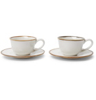 Soho Home - Sola Four-Piece Ceramic Espresso Cup and Saucer Set - White