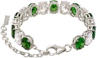 VEERT White Gold 'The Clear and Green Tennis' Bracelet