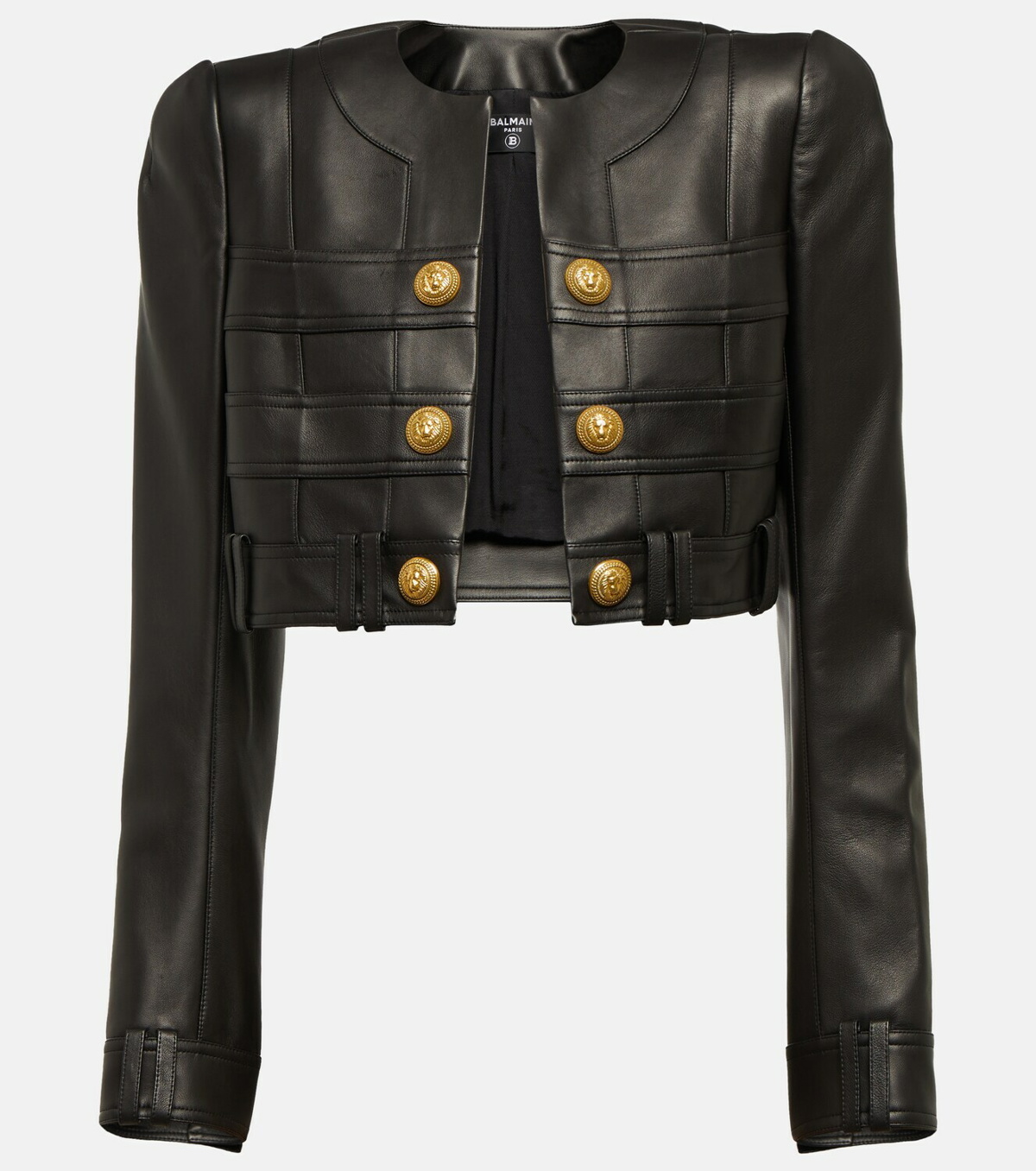Balmain Black Croc Leather Jacket