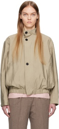 UMBER POSTPAST Khaki Stand Collar Bomber Jacket