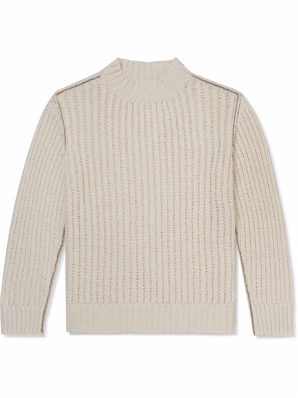 Photo: Mr P. - Ribbed Open-Knit Cotton Sweater - Neutrals