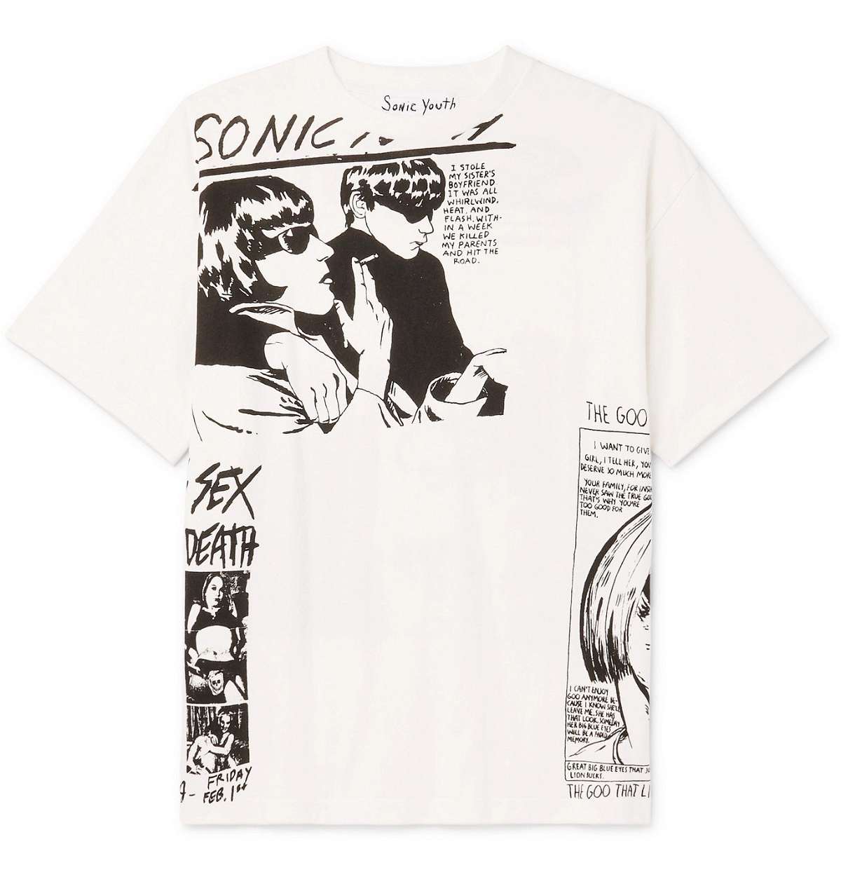 Sovereign Effektivitet fleksibel FLAGSTUFF - Sonic Youth Printed Cotton-Jersey T-Shirt - White Flagstuff