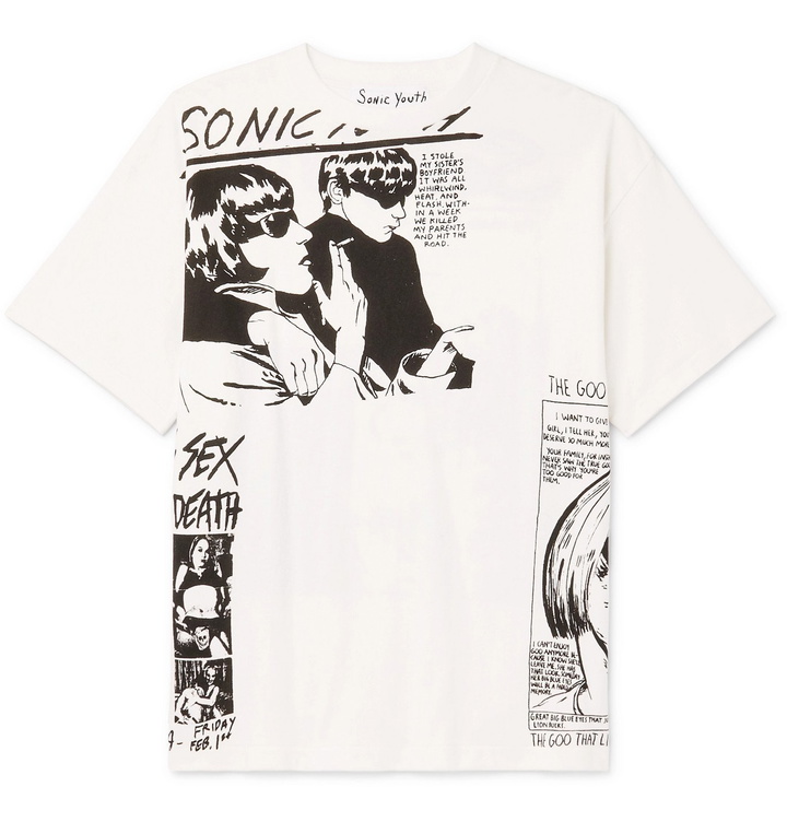 Photo: FLAGSTUFF - Sonic Youth Printed Cotton-Jersey T-Shirt - White