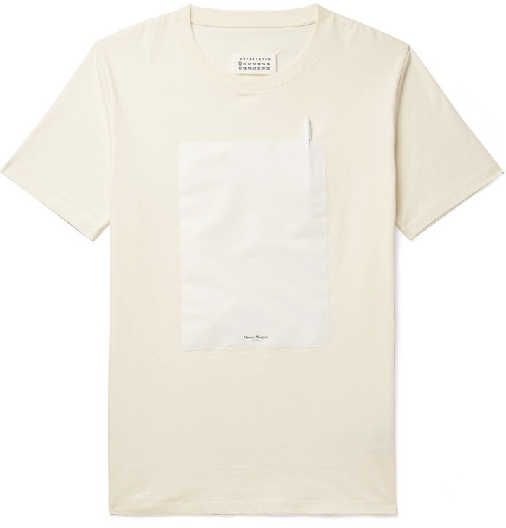 Photo: Maison Margiela - Shell-Trimmed Cotton-Jersey T-Shirt - Men - Cream