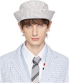 Thom Browne White & Gray Quarter Combo Bucket Hat