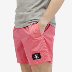Calvin Klein Men's Monogram Logo Nylon Swim Shorts in Pink