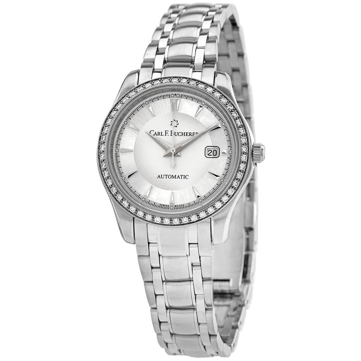 Carl F. Bucherer Manero Autodate Automatic Diamond Silver Dial Watch 00.10911.08.13.31