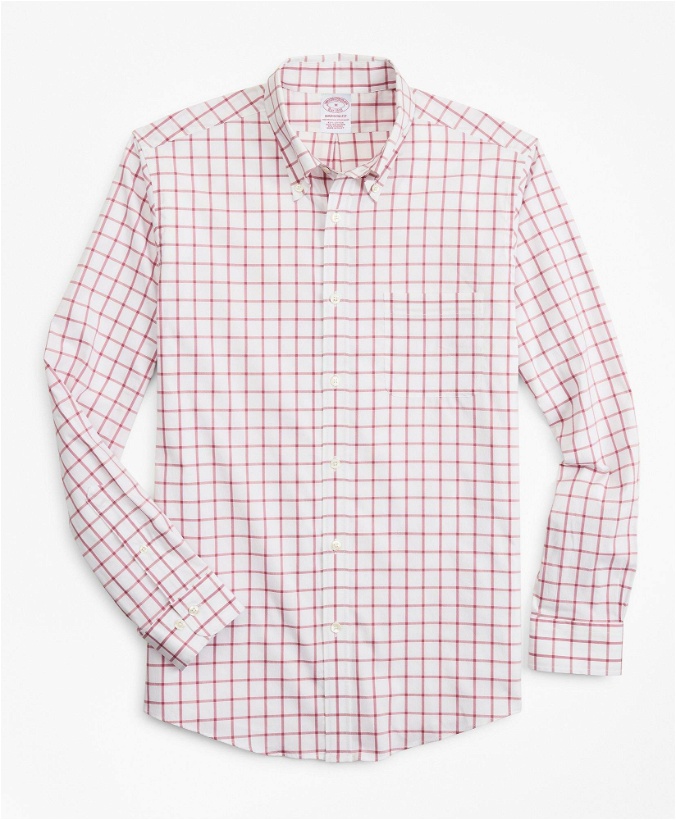 Photo: Brooks Brothers Men's Madison Relaxed-Fit Sport Shirt, Stretch Performance Series with COOLMAX, Windowpane | Red