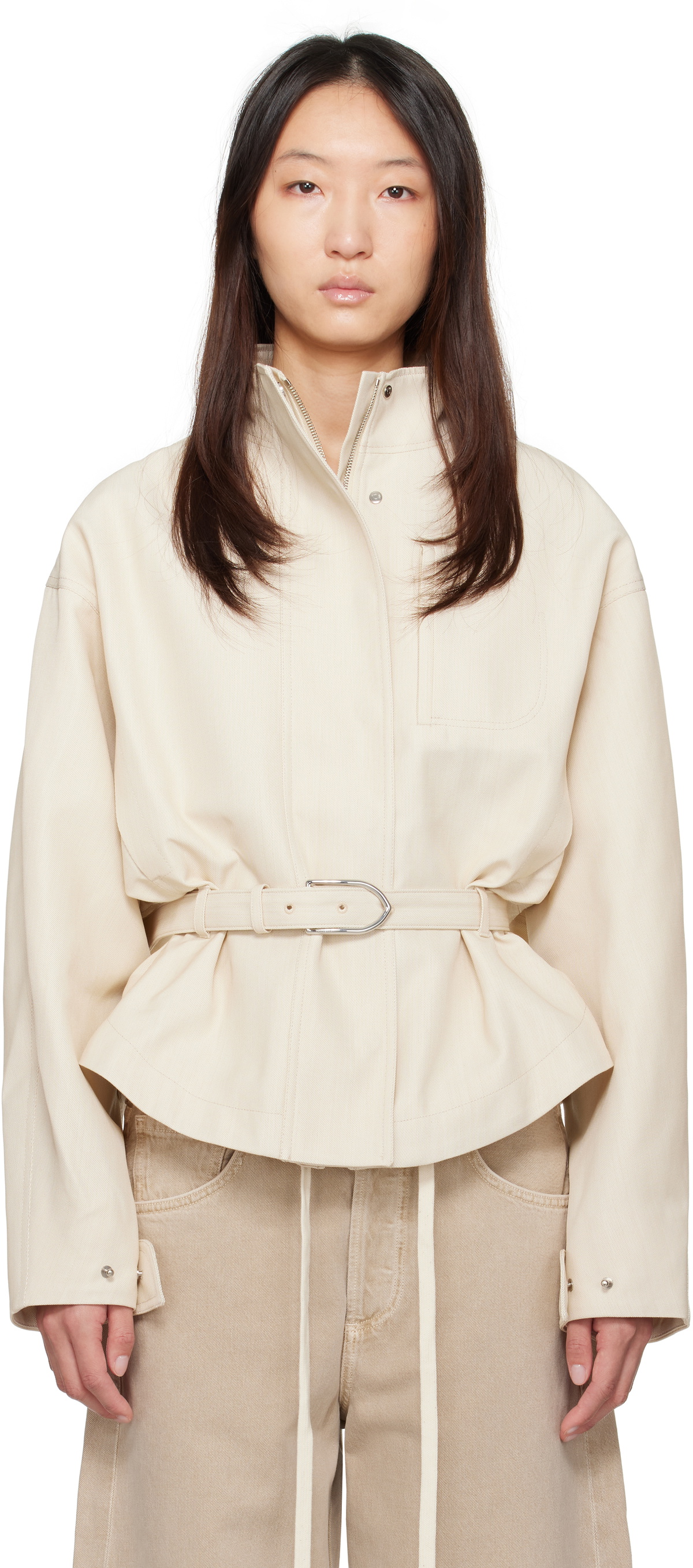 ダウンジャケット・コート JACQUEMUS WOMEN La Doudoune Courte Caraco Jacket Beige Beige la doudoune courte caraco padded jacket Jacquemus