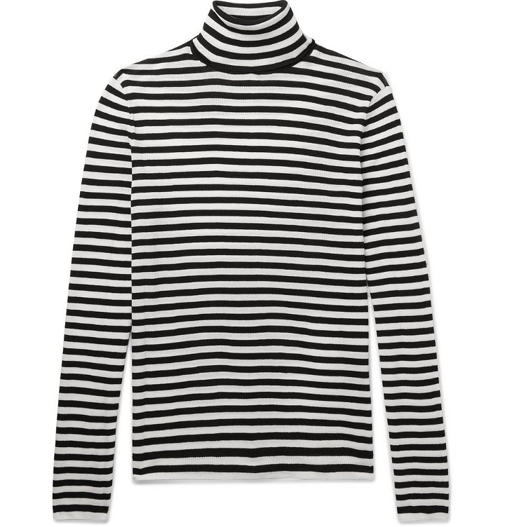 Photo: Saint Laurent - Striped Cotton Rollneck Sweater - Men - Black