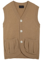 Simone Rocha Faux Pearl-embellished Wool-blend Vest Camel
