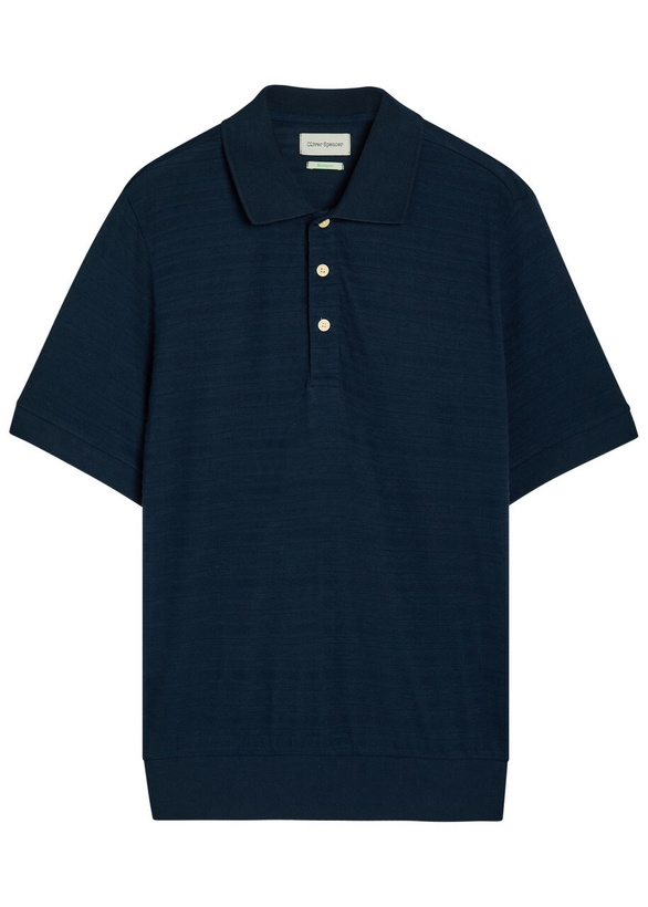 Photo: Oliver Spencer Glendale Fine-knit Polo Shirt Navy