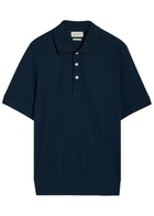 Oliver Spencer Glendale Fine-knit Polo Shirt Navy