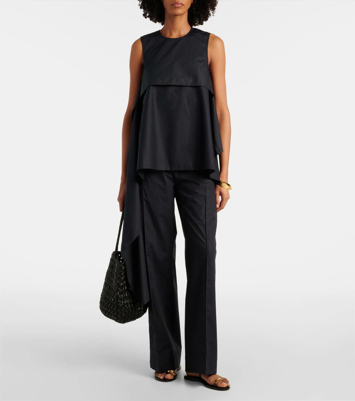 Plan C High-rise cotton straight pants