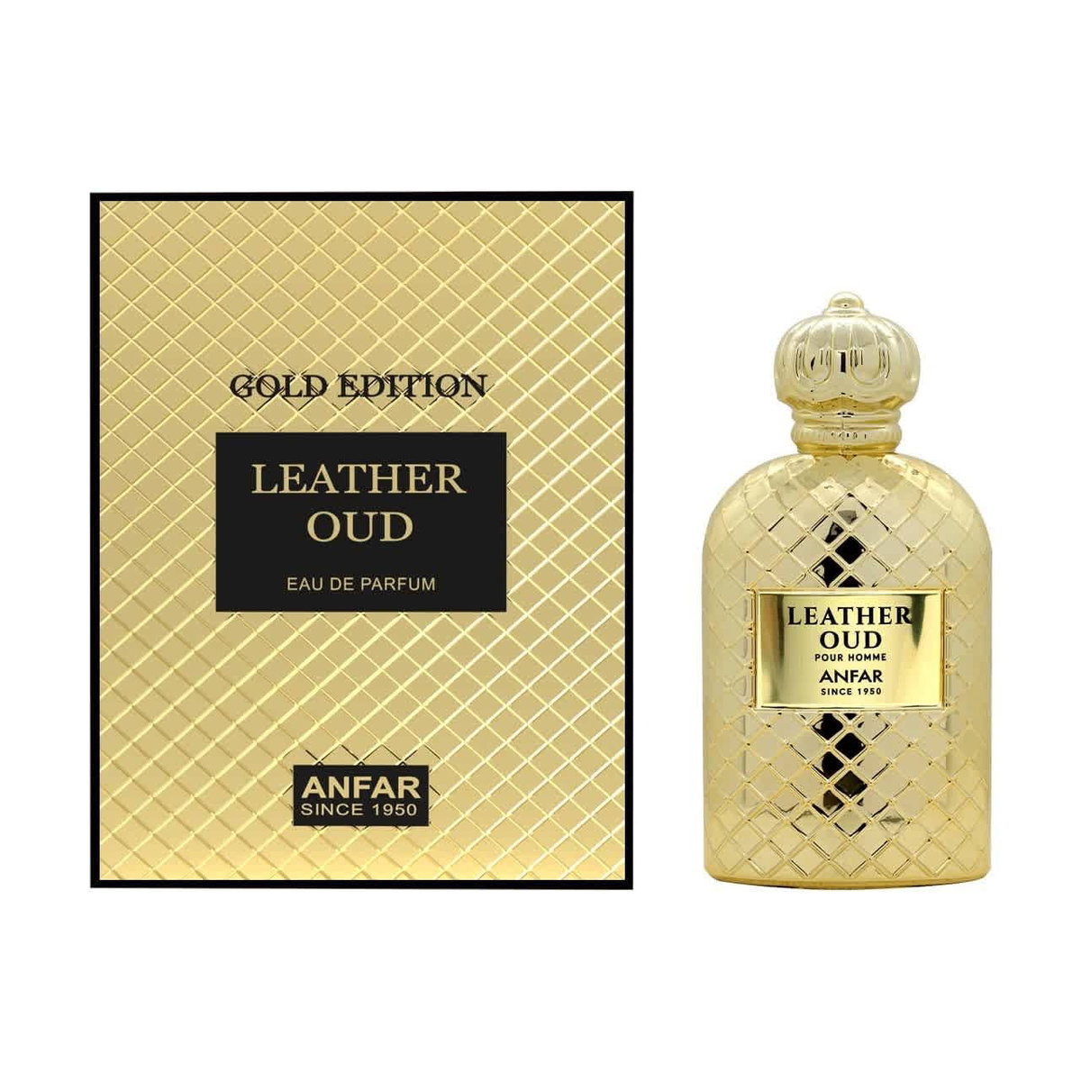 Anfar Mens Leather Oud Gold Edition EDP Spray 3.4 oz Fragrances 6292257641219