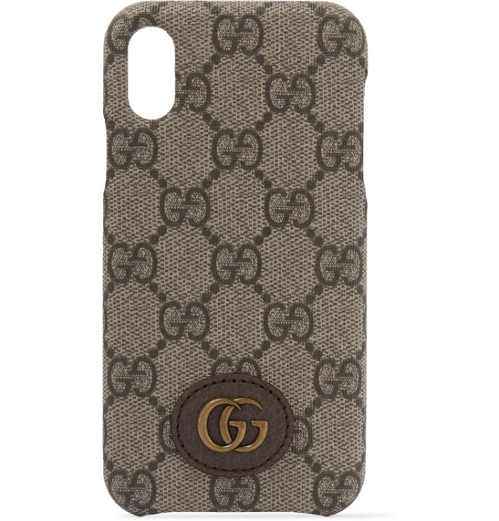 Photo: Gucci - Ophidia Leather-Trimmed Monogrammed Coated-Canvas iPhone X and XS Case - Brown