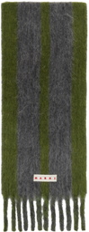 Marni Green & Gray Striped Alpaca Scarf
