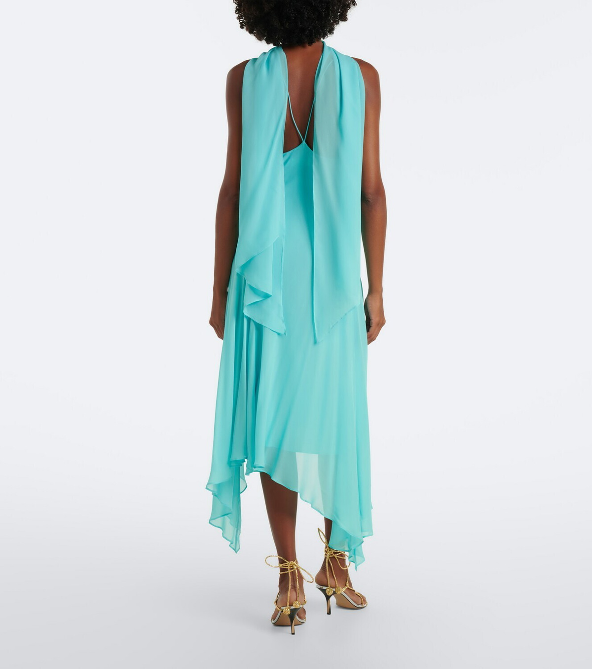 De La Vali Komi asymmetric georgette midi dress
