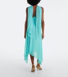 De La Vali Komi asymmetric georgette midi dress
