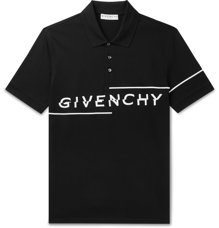 Photo: Givenchy - Slim-Fit Logo-Embroidered Cotton-Piqué Polo Shirt - Black