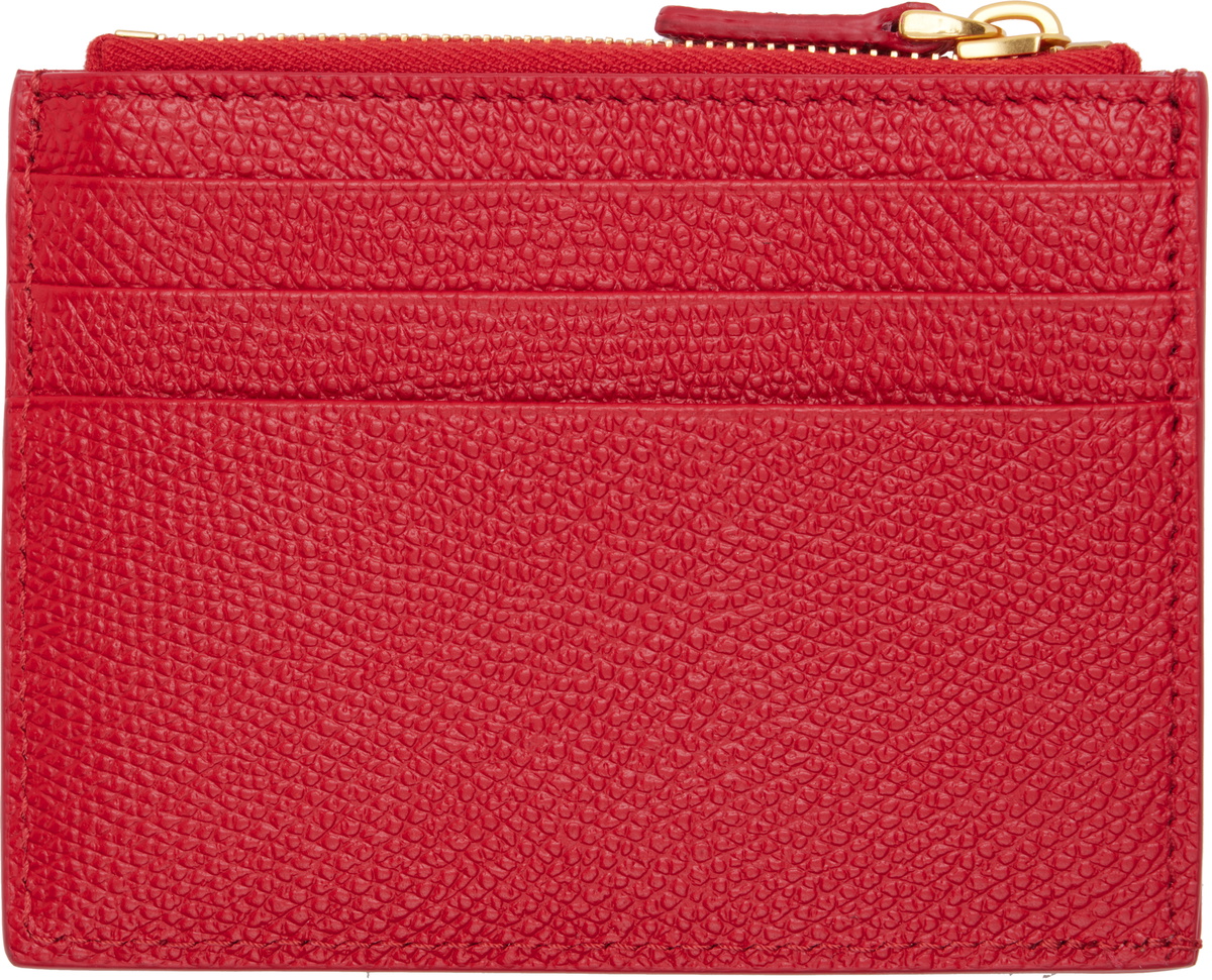 Valentino Garavani Red VLogo Signature Grainy Calfskin Card Holder
