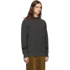 Comme des Garcons Homme Grey and Navy Wool Crewneck Sweater