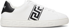 Versace White Greca Embroidered Nylon Faux-Leather Sneakers