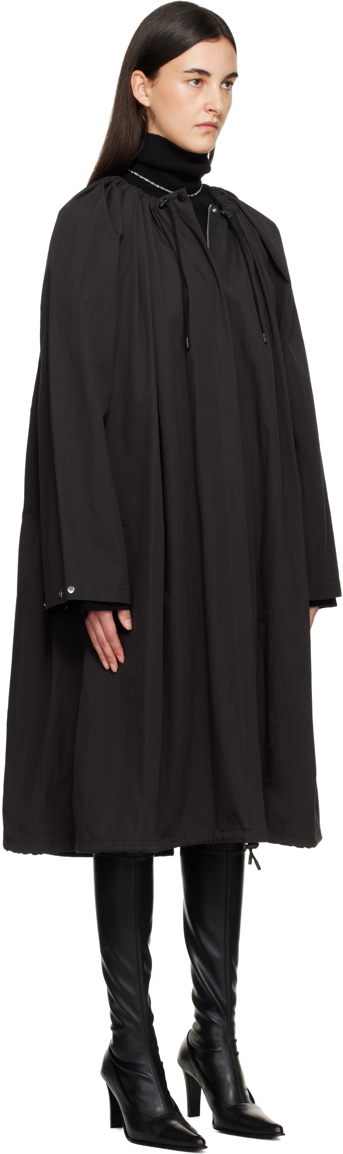 TOTEME Black Gathered Parachute Coat