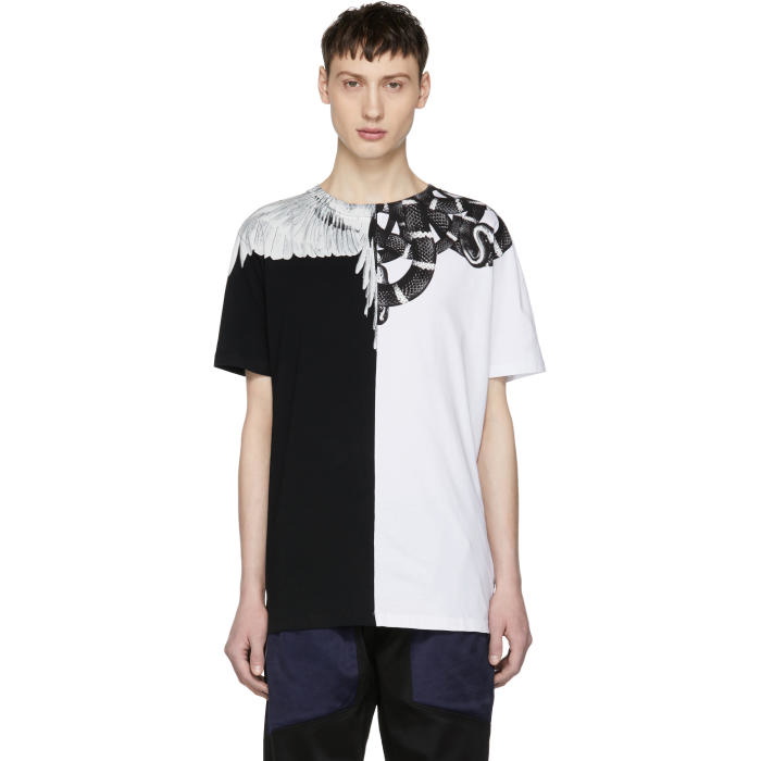 Marcelo County of Milan Black and White Snake Wing T-Shirt Marcelo Burlon County of Milan