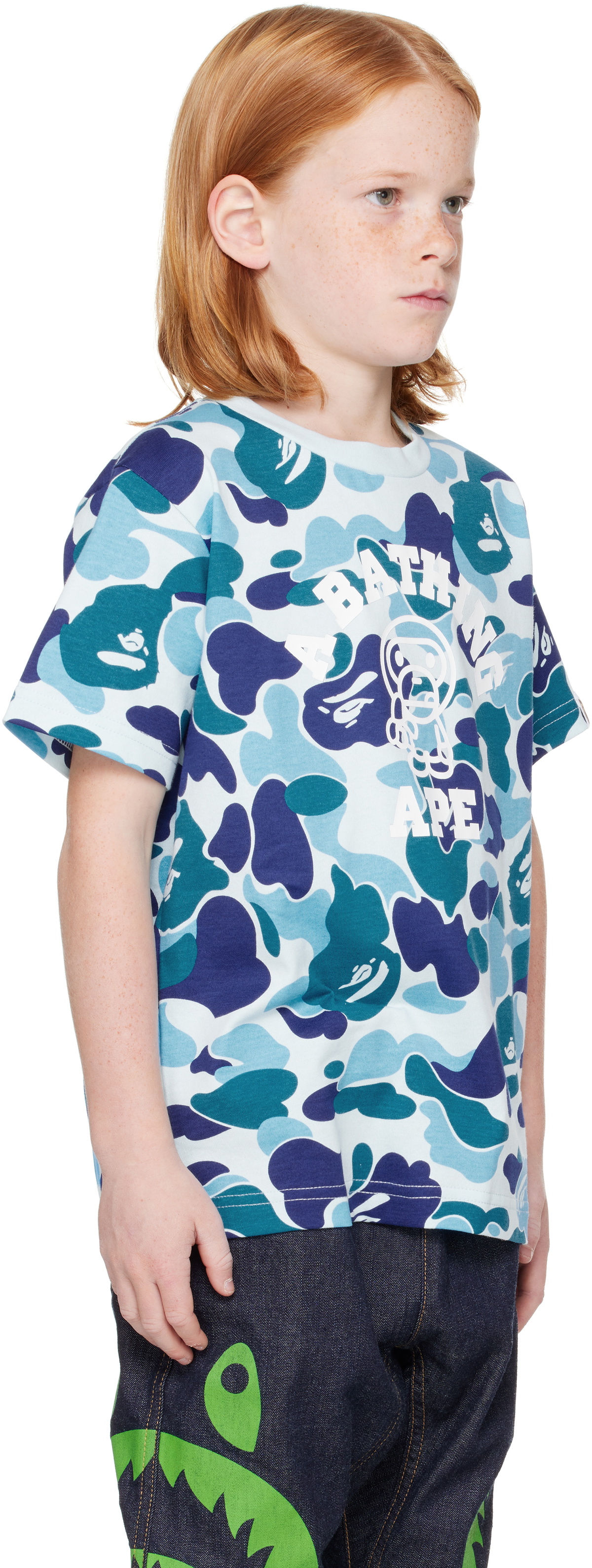 BAPE Kids Blue ABC Camo Baby Milo College T-shirt A Bathing Ape