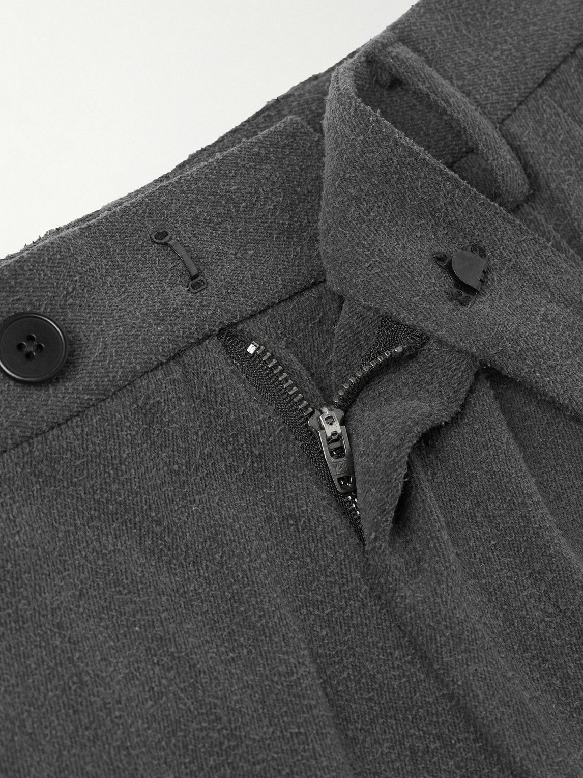 Small Talk - Straight-Leg Pleated Brushed Silk-Twill Trousers - Gray