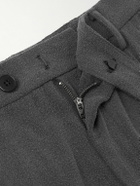 Small Talk - Straight-Leg Pleated Brushed Silk-Twill Trousers - Gray