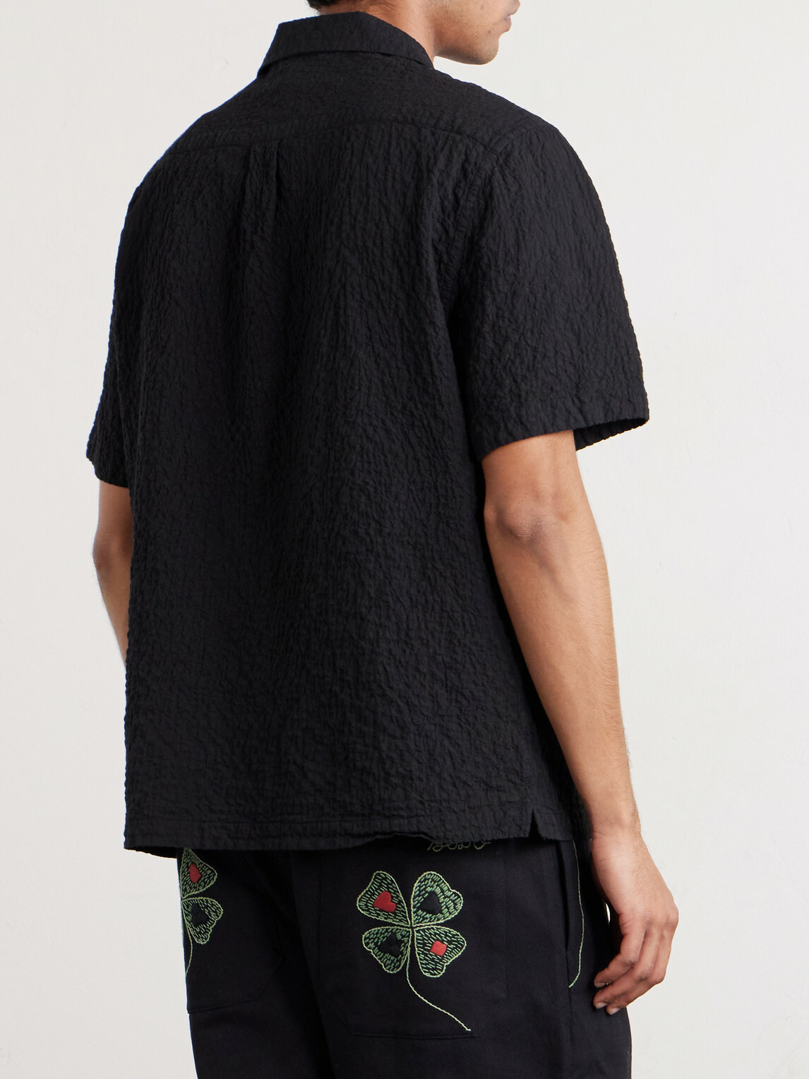Altea - Hadley Seersucker Cotton Shirt - Black