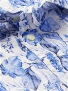 120% - Slim-Fit Floral-Print Linen Shirt - Blue