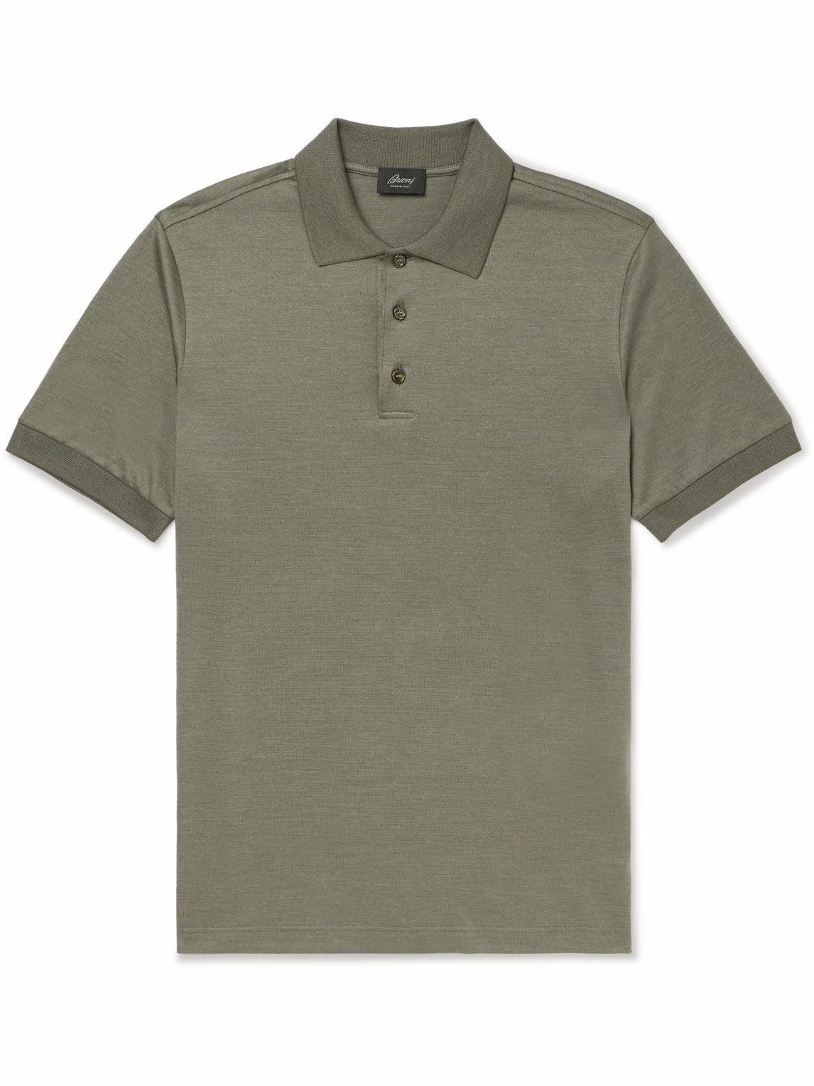 Brioni - Cotton and Silk-Blend Polo Shirt - Green Brioni