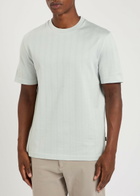 Boss Textured-knit Cotton T-shirt Light Blue