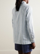 Kiton - Miami Striped Half-Placket Linen-Blend Shirt - Blue
