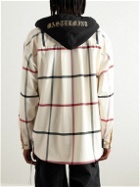 Mastermind World - Checked Logo-Embroidered Cotton Hooded Overshirt - White