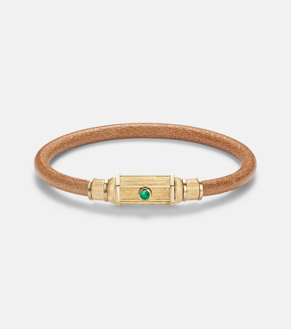 Marie Lichtenberg Lasso 18kt gold and leather bracelet with emeralds