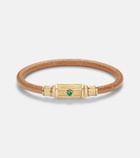 Marie Lichtenberg Lasso 18kt gold and leather bracelet with emeralds