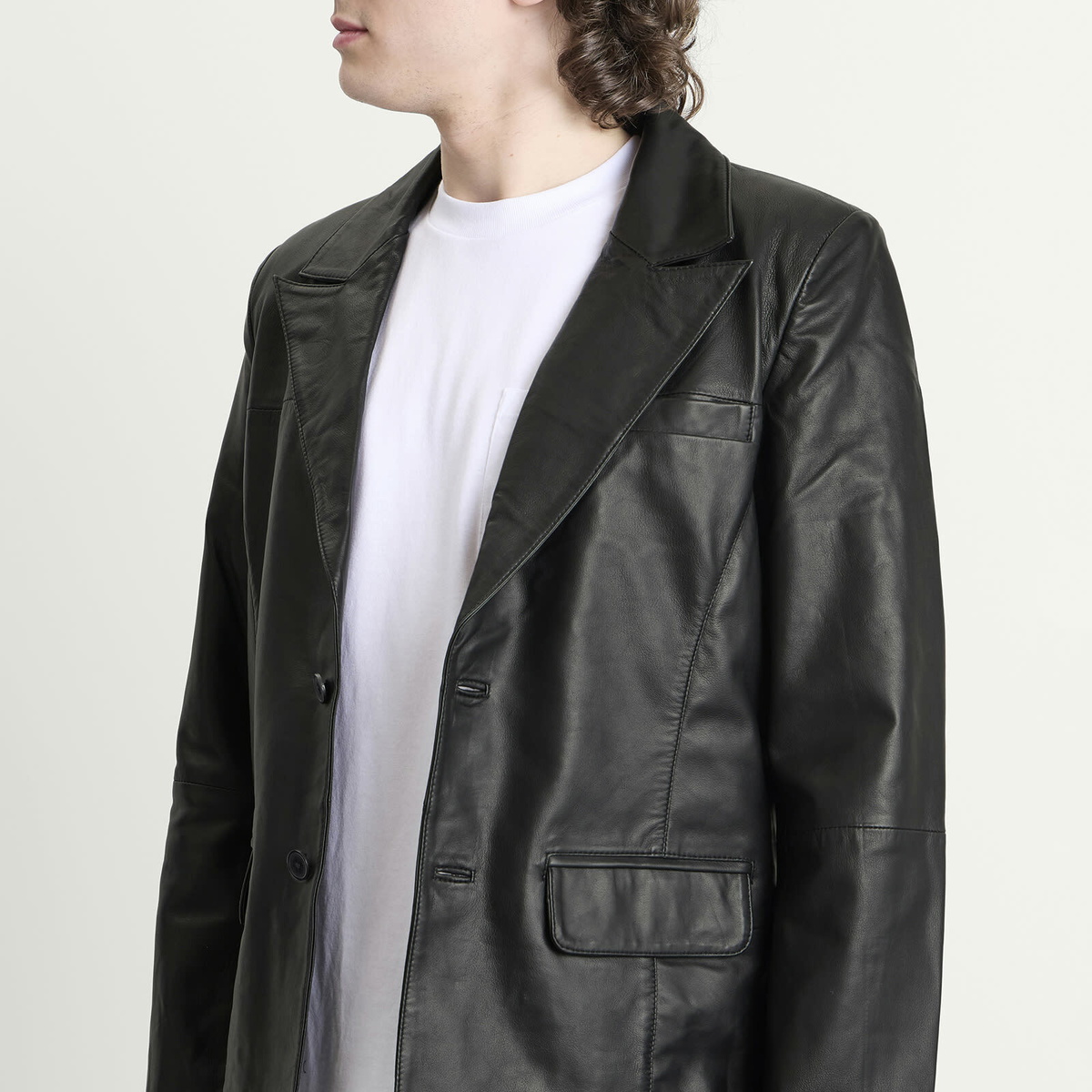 Deadwood Men's Stanley Leather Blazer in Black
