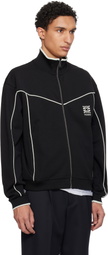 Hugo Black Cotton-Blend Embroidered Logo Artwork Track Jacket
