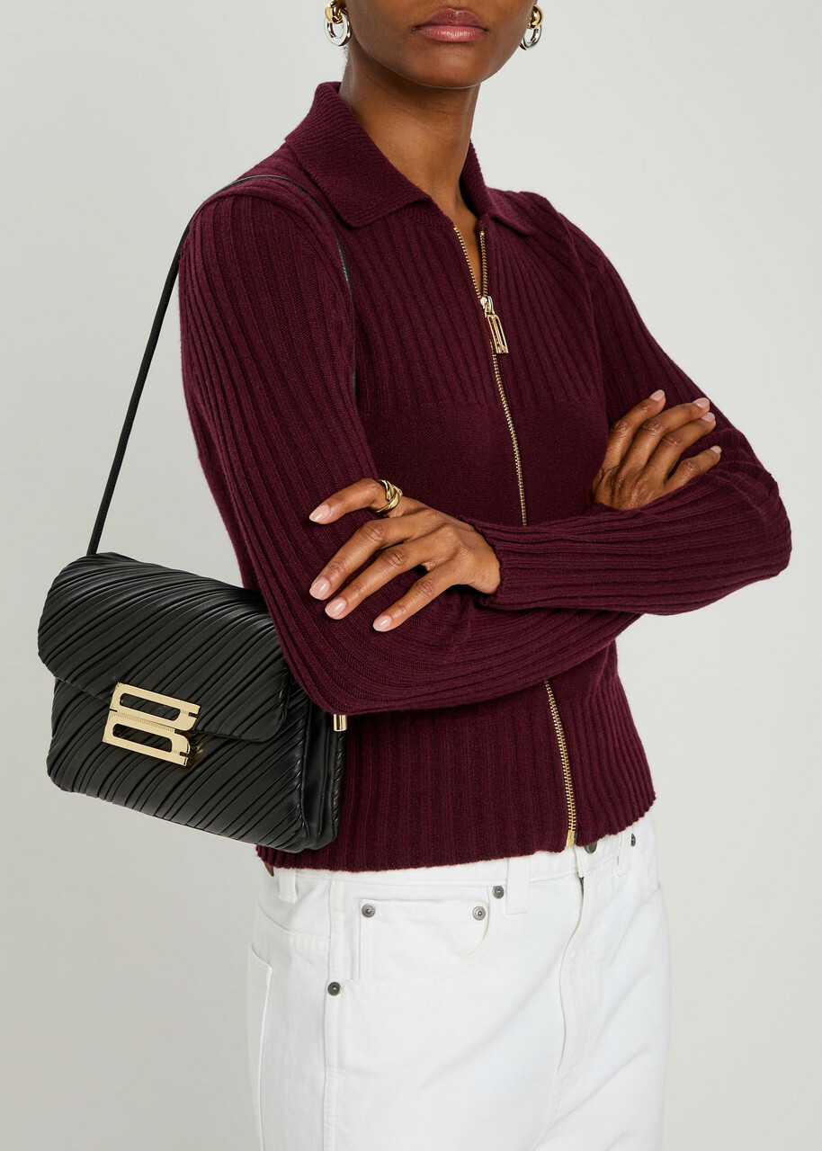 Victoria Beckham Dorian Textured Leather Shoulder bag - Black - One Size