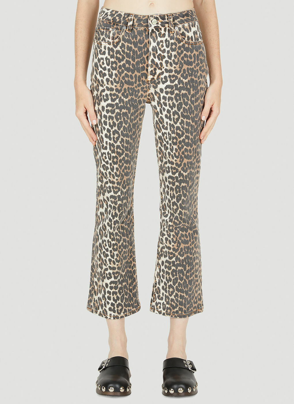 Betzy Leopard Print Jeans in Brown GANNI