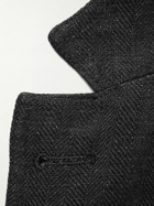 Massimo Alba - Baglietto Unstructured Herringbone Linen Blazer - Black