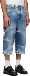 COÛT DE LA LIBERTÉ Blue Grayson Cripsy Denim Palm Devils Painter Shorts