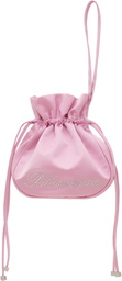 Blumarine Pink Satin Rhinestone Logo Pouch
