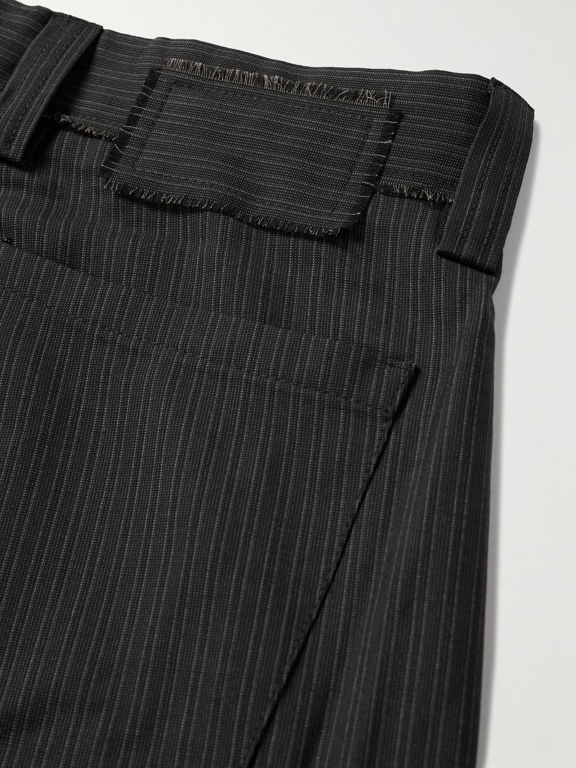 mfpen - Classic Straight-Leg Pleated Striped Wool Shorts - Black